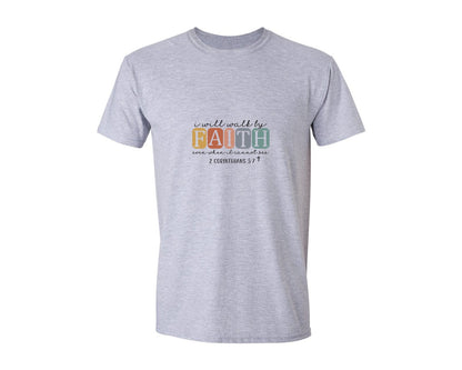 brand:Generic|color:Sports Grey / Athletic Heather|I Will Walk By Faith 2 Corinth Graphic T-Shirt