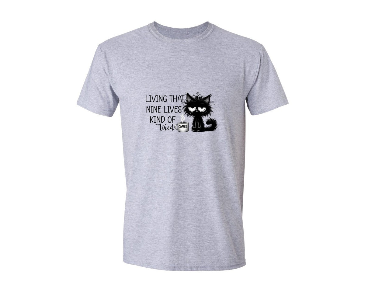 brand:Generic|color:Sports Grey / Athletic Heather|Funny Cat Sarcastic Sassy Adult Tired 2 Graphic T-Shirt