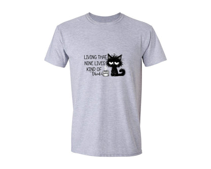 brand:Generic|color:Sports Grey / Athletic Heather|Funny Cat Sarcastic Sassy Adult Tired 2 Graphic T-Shirt