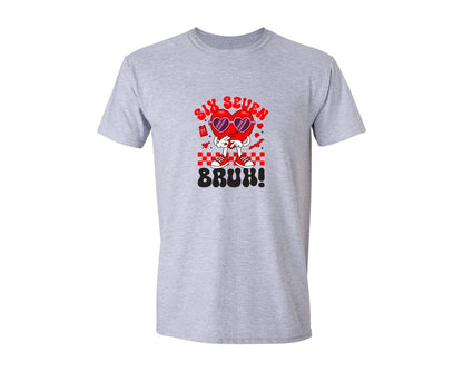 brand:Generic|color:Sports Grey / Athletic Heather|Funny Viral Valentine Six Seven Meme Graphic T-Shirt
