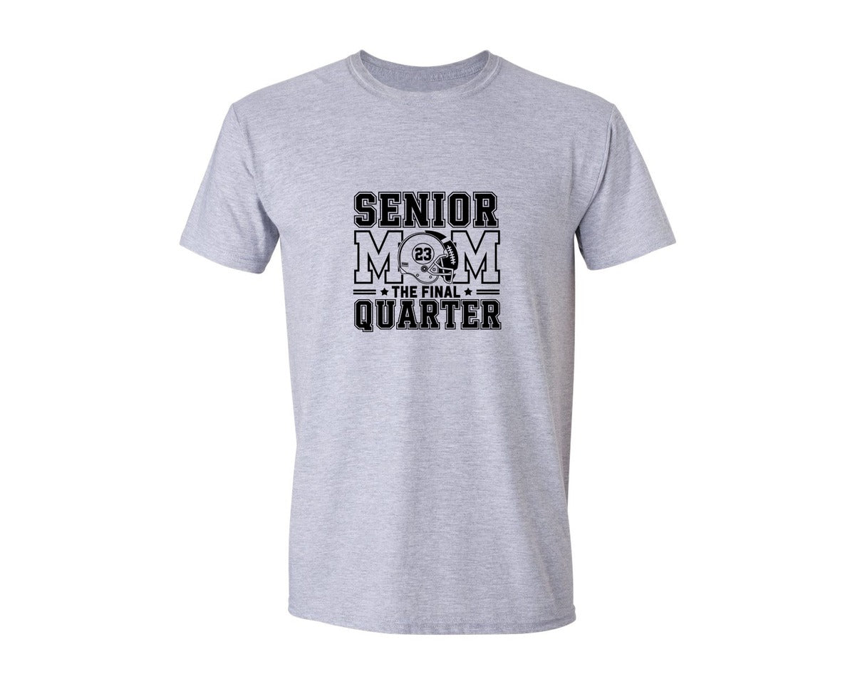 brand:Generic|color:Sports Grey / Athletic Heather|Senior Mom Final Quarter Pride Graphic T-Shirt