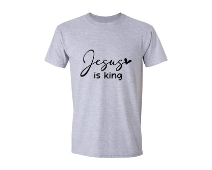 brand:Generic|color:Sports Grey / Athletic Heather|Jesus Is King Jesus Christian 3 Graphic T-Shirt