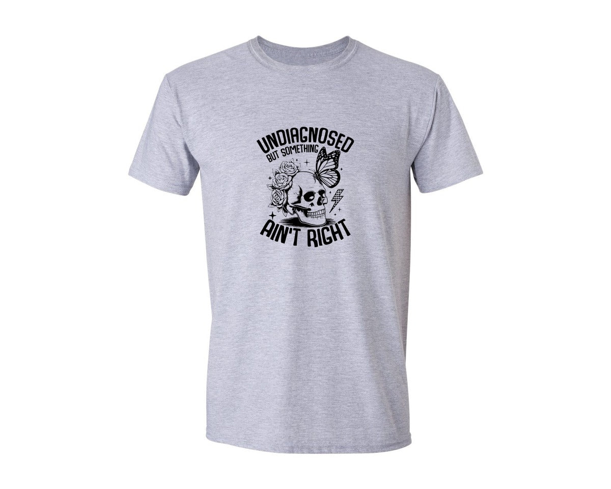brand:Generic|color:Sports Grey / Athletic Heather|Ross Flower Butterfly Skull Humor Quotes Graphic T-Shirt