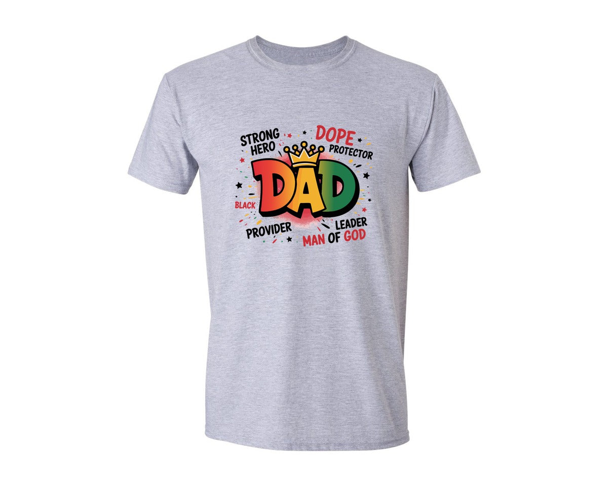 brand:Generic|color:Sports Grey / Athletic Heather|Crown Dad Black Hero Text Art Graphic T-Shirt