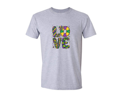brand:Generic|color:Sports Grey / Athletic Heather|Mardi Gras Love King Cake Graphic T-Shirt