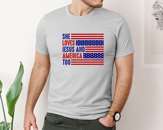She Loves Jesus And America Too 33 Graphic T-Shirt
