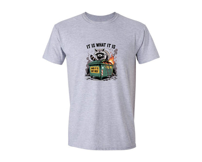 brand:Generic|color:Sports Grey / Athletic Heather|Raccoon Dumpster Fire Meme Graphic T-Shirt