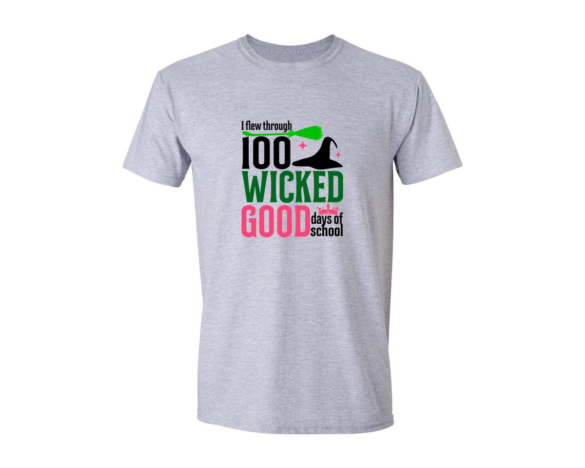 brand:Generic|color:Sports Grey / Athletic Heather|I Flew Through 100 Wicked Good Days Of Graphic T-Shirt