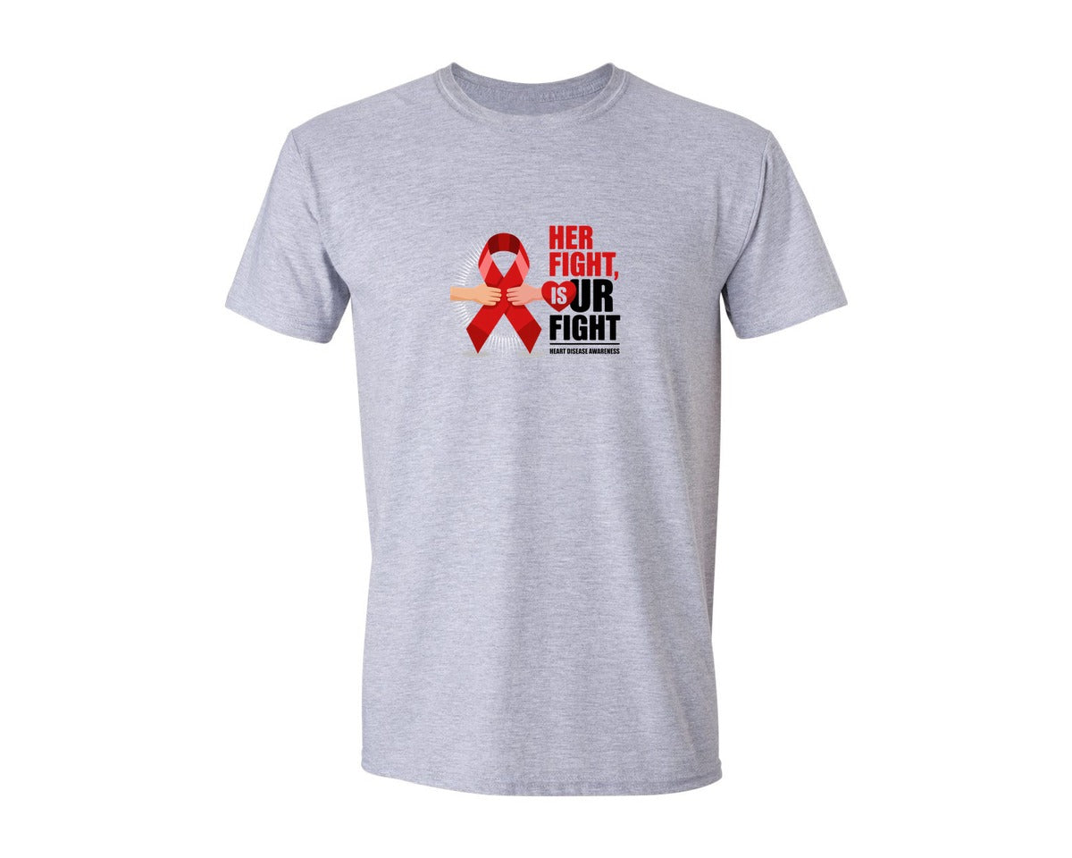 brand:Generic|color:Sports Grey / Athletic Heather|Her Fight Is Our Fight Heart Disease Graphic T-Shirt