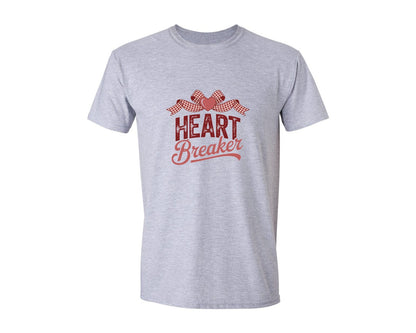 brand:Generic|color:Sports Grey / Athletic Heather|Heartbreaker Valentine Gingham Bow Graphic T-Shirt