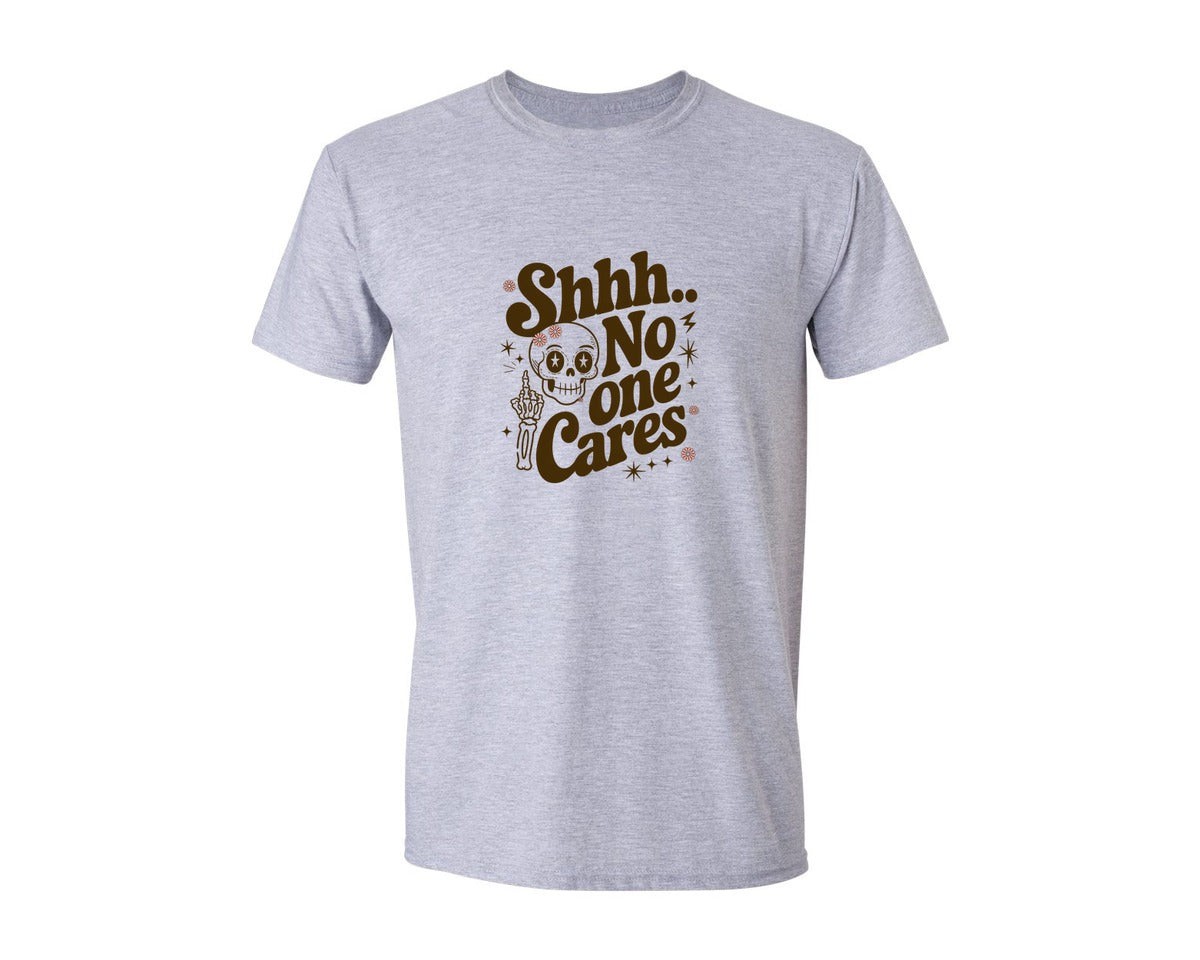 brand:Generic|color:Sports Grey / Athletic Heather|Shh No One Cares Retro Funny Shirt 4 Graphic T-Shirt