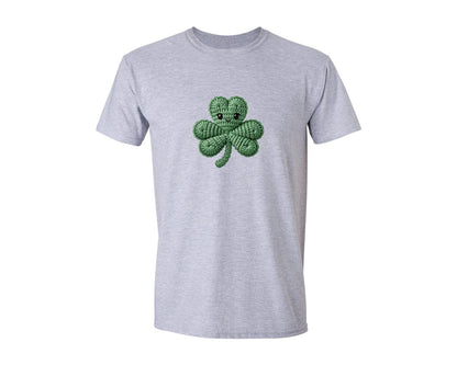 brand:Generic|color:Sports Grey / Athletic Heather|St Patricks Day Crochet Shamrock Graphic T-Shirt