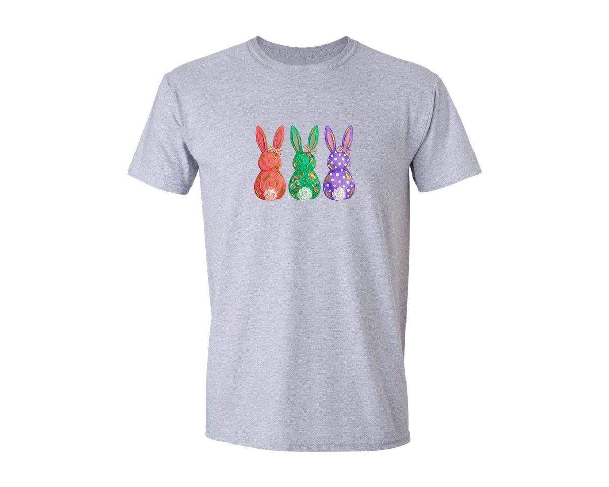 brand:Generic|color:Sports Grey / Athletic Heather|Painted Easter Bunny Graphic T-Shirt