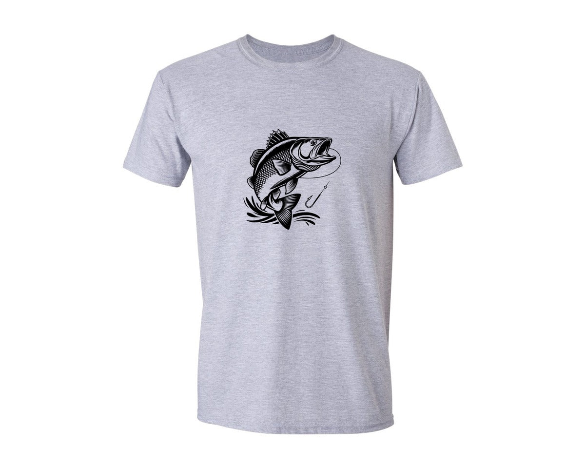 brand:Generic|color:Sports Grey / Athletic Heather|Fishing Design Graphic T-Shirt