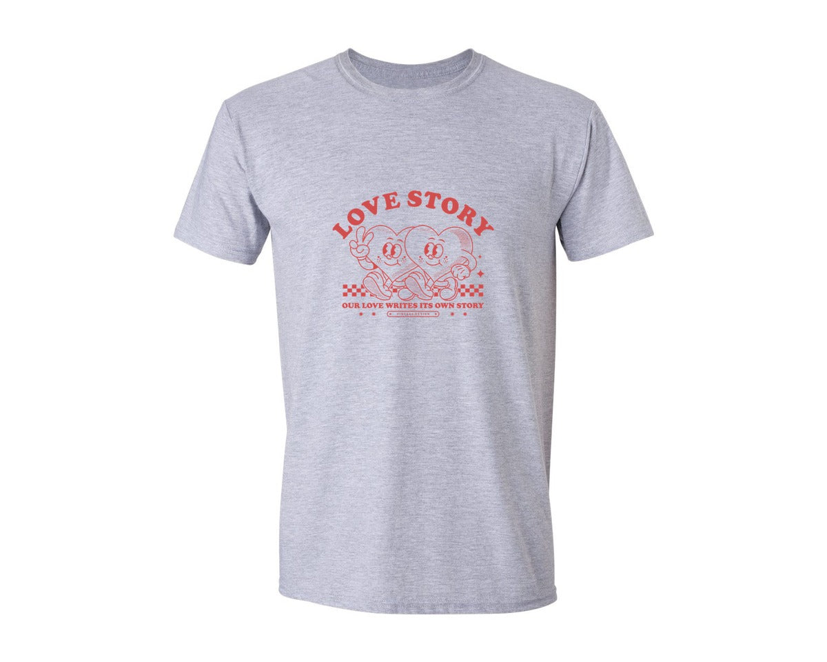 brand:Generic|color:Sports Grey / Athletic Heather|Retro Heart Cartoon Character Print Graphic T-Shirt