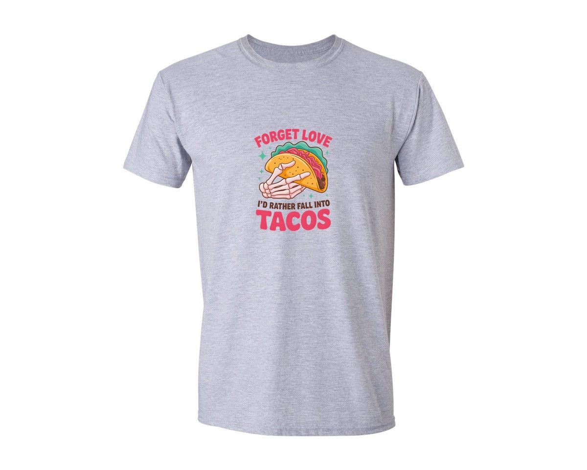 brand:Generic|color:Sports Grey / Athletic Heather|Anti Valentine Taco Lover Design Graphic T-Shirt