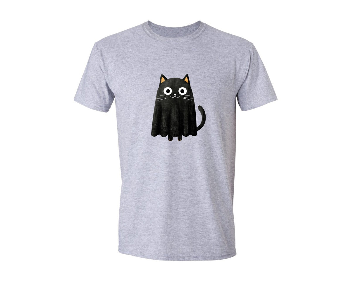brand:Generic|color:Sports Grey / Athletic Heather|Halloween Ghost And Cat 16 Graphic T-Shirt