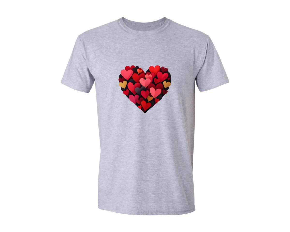 brand:Generic|color:Sports Grey / Athletic Heather|Valentine Day Heart Brushstroke 14 Graphic T-Shirt