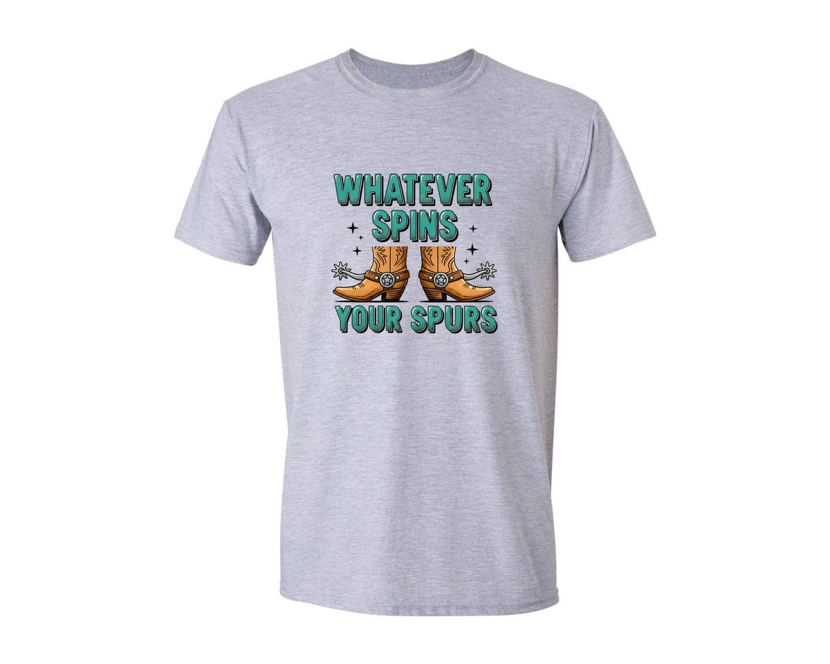 brand:Generic|color:Sports Grey / Athletic Heather|Whatever Spins Your Spurs Graphic T-Shirt