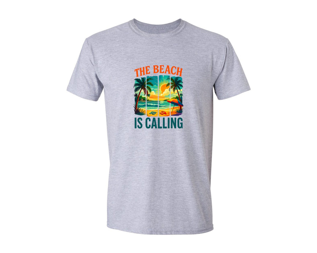 brand:Generic|color:Sports Grey / Athletic Heather|The Beach Is Calling T Shirt Graphic T-Shirt
