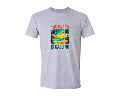 brand:Generic|color:Sports Grey / Athletic Heather|The Beach Is Calling T Shirt Graphic T-Shirt