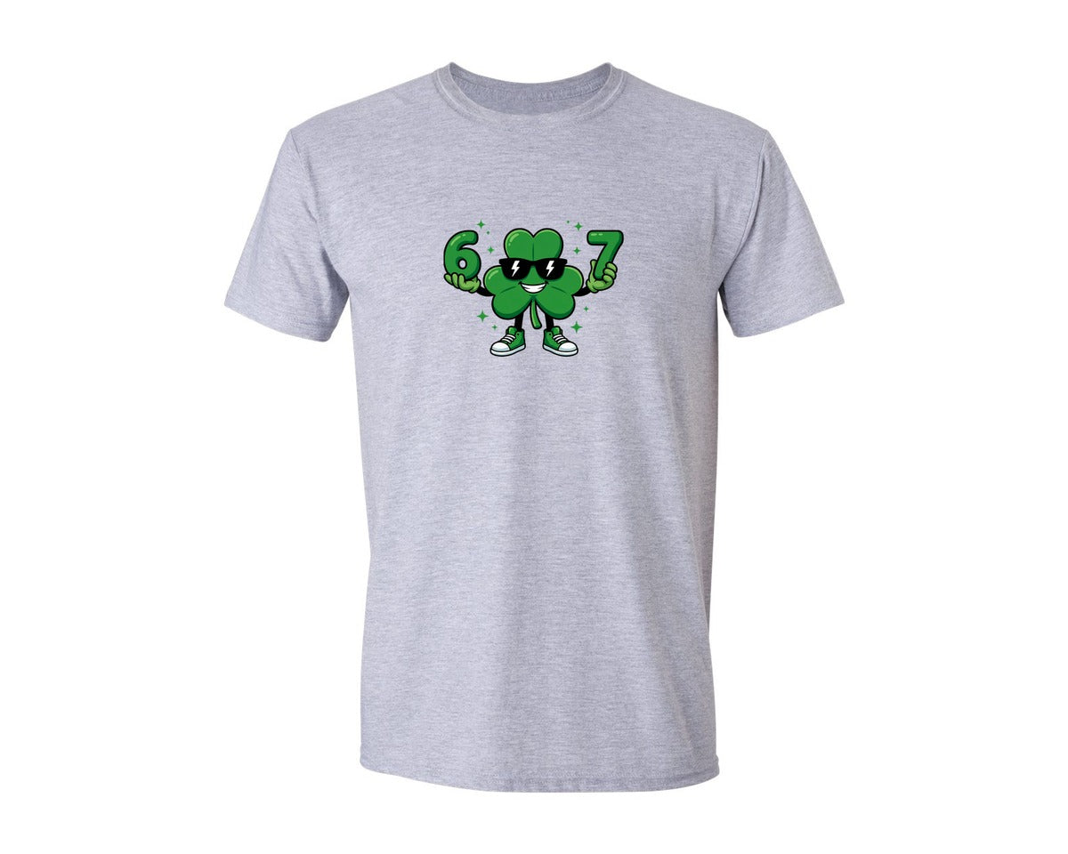 brand:Generic|color:Sports Grey / Athletic Heather|67 Viral Meme Shamrock St Patricks Graphic T-Shirt