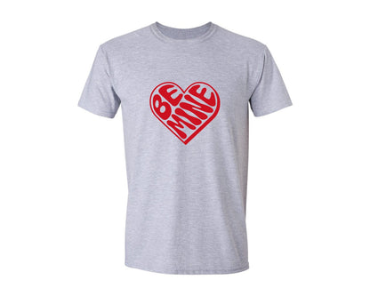 brand:Generic|color:Sports Grey / Athletic Heather|Be Mine Heart Valentines Day Graphic T-Shirt