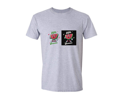 brand:Generic|color:Sports Grey / Athletic Heather|Hello Summer Watermelon Graphic T-Shirt