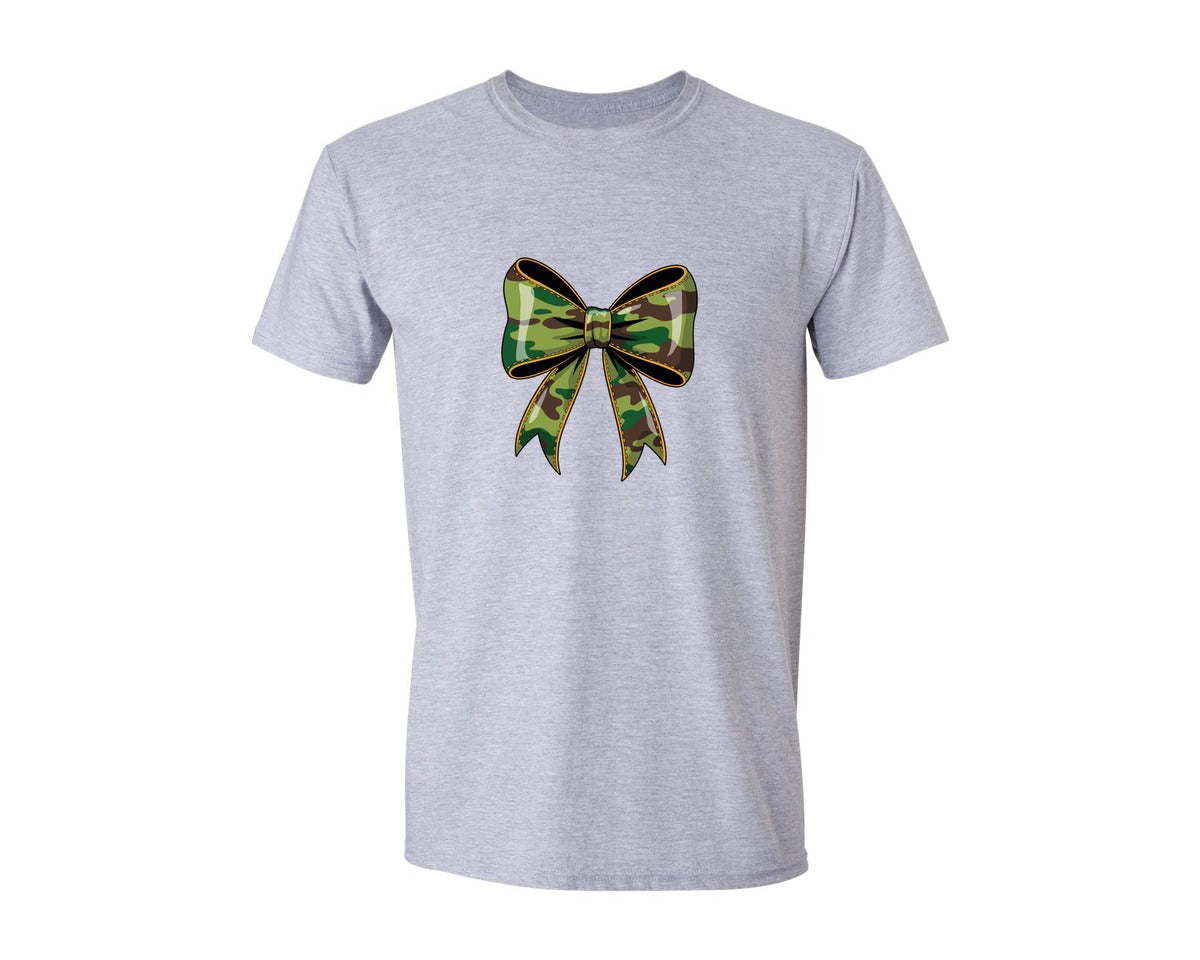 brand:Generic|color:Sports Grey / Athletic Heather|Hunting Deer Bow Camo Coquette Graphic T-Shirt
