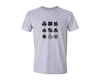 brand:Generic|color:Sports Grey / Athletic Heather|St Patricks Four Leaf Shamrock Graphic T-Shirt