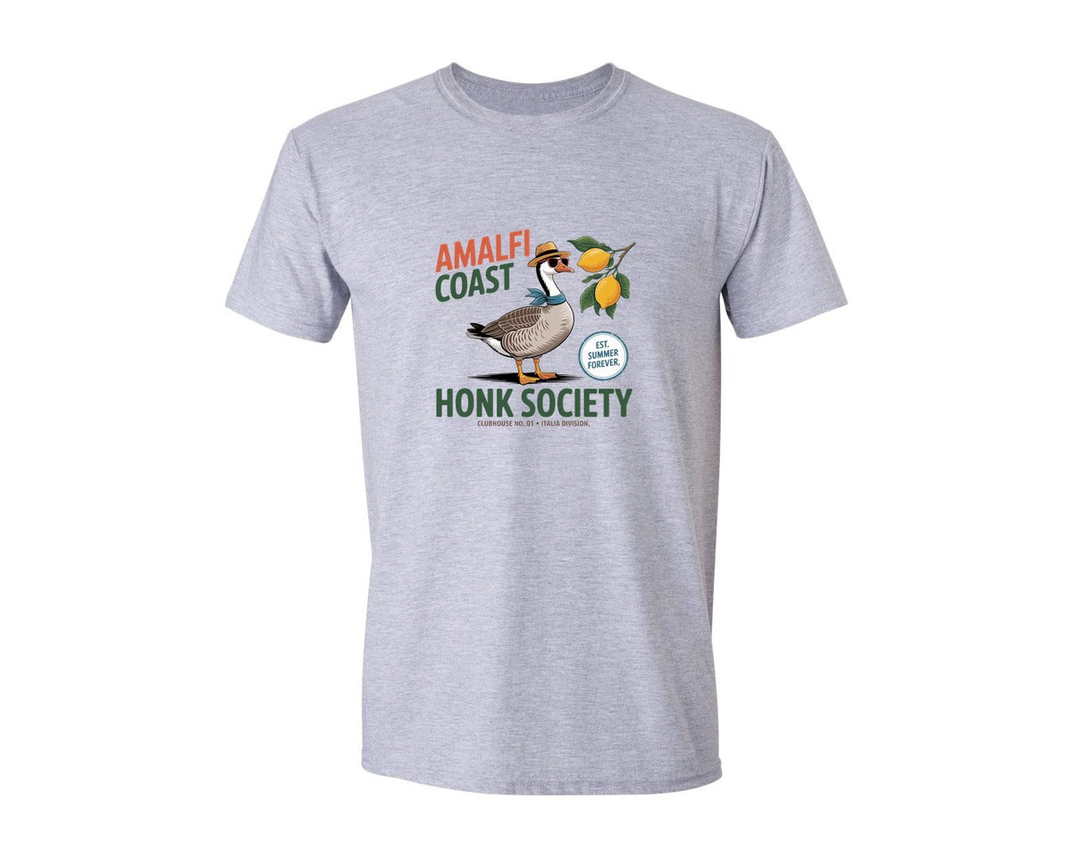 brand:Generic|color:Sports Grey / Athletic Heather|Amalfi Coast Honk Society Goose Graphic T-Shirt