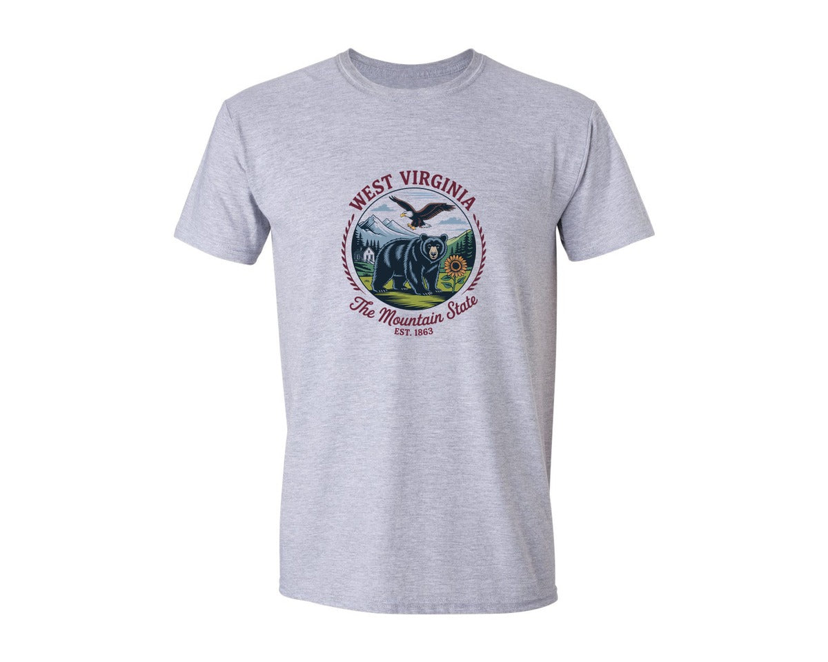 brand:Generic|color:Sports Grey / Athletic Heather|West Virginia The Mountain State Shirt 2 Graphic T-Shirt