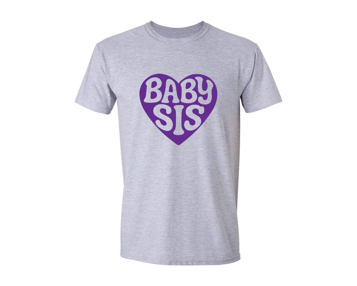 brand:Generic|color:Sports Grey / Athletic Heather|Retro Baby Sis Baby Sis T Shirt Graphic T-Shirt
