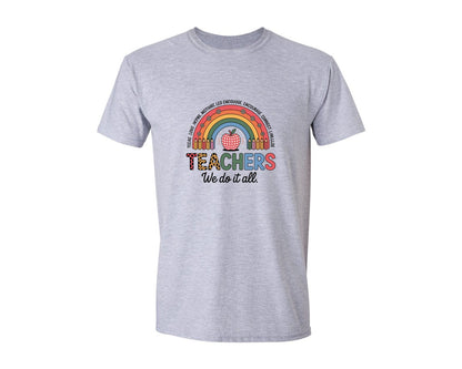 brand:Generic|color:Sports Grey / Athletic Heather|Teach Love Inspire Rainbow Apple Graphic T-Shirt