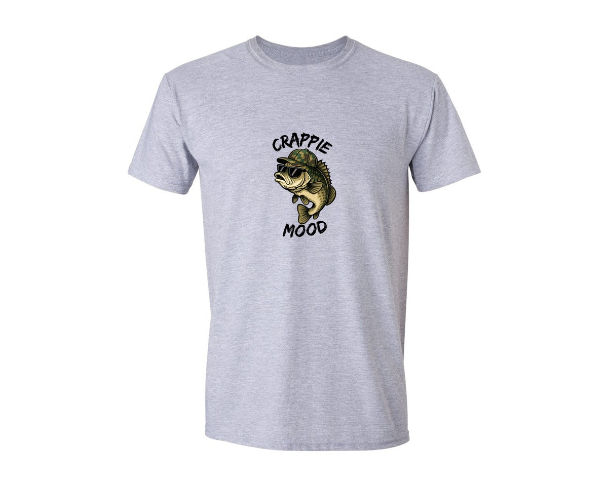 brand:Generic|color:Sports Grey / Athletic Heather|Crappie Mood Funny Fishing Graphic T-Shirt