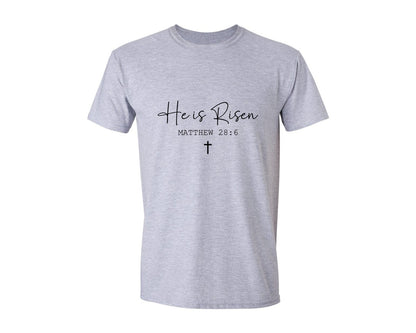 brand:Generic|color:Sports Grey / Athletic Heather|He Is Risen Svgjesus Faith Graphic T-Shirt