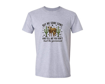 brand:Generic|color:Sports Grey / Athletic Heather|Buy Me Some Cows Western Graphic T-Shirt