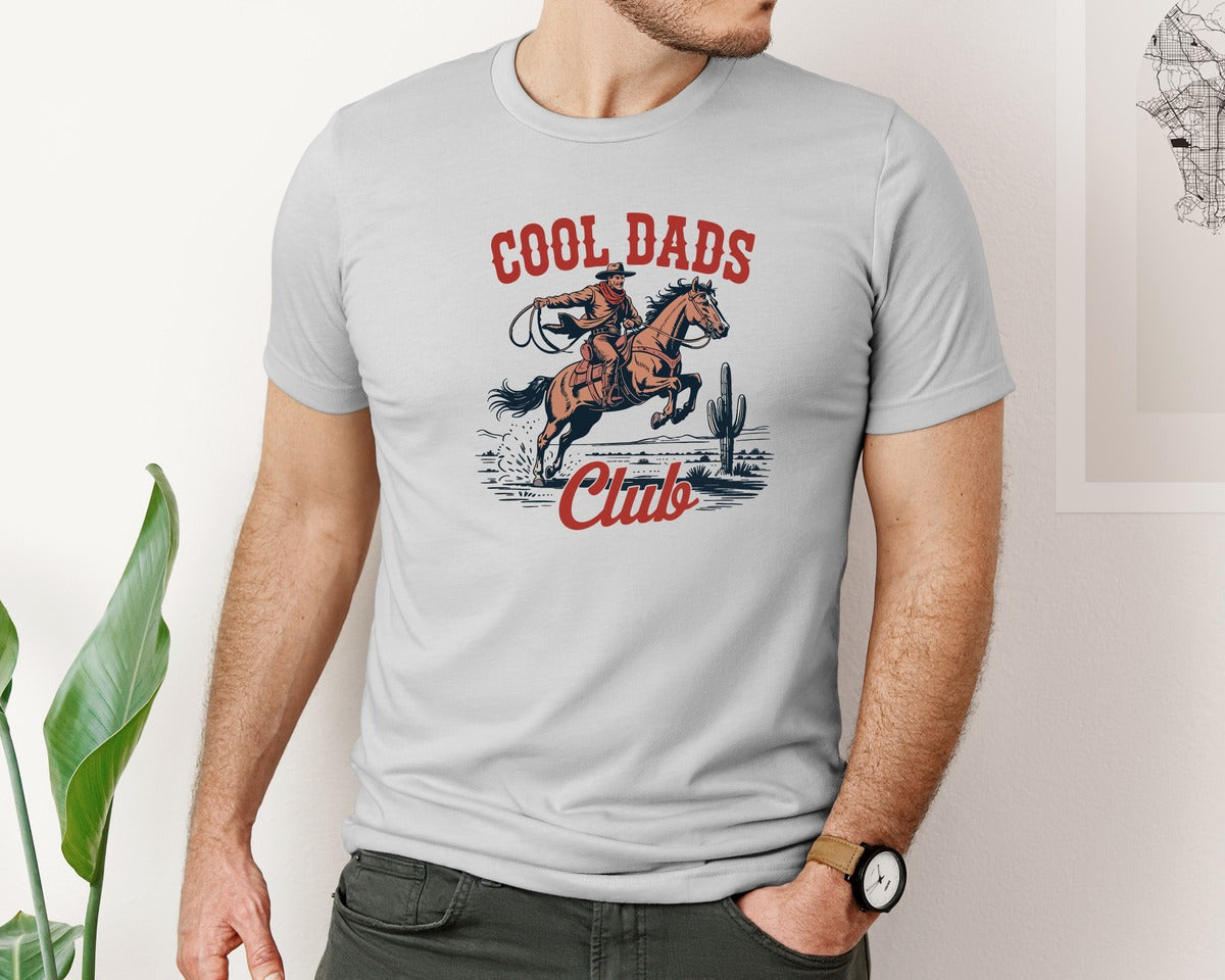 brand:Bella Canvas|color:Sports Grey / Athletic Heather|Cool Dad Cowboy Lasso Club Graphic T-Shirt
