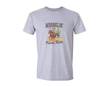 brand:Generic|color:Sports Grey / Athletic Heather|Wranglin Feral Kids Western Mothers Day 3 Graphic T-Shirt