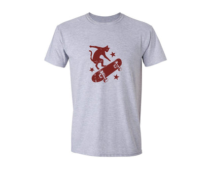 brand:Generic|color:Sports Grey / Athletic Heather|Vintage Skateboard Cat Y2K Shirt Graphic T-Shirt