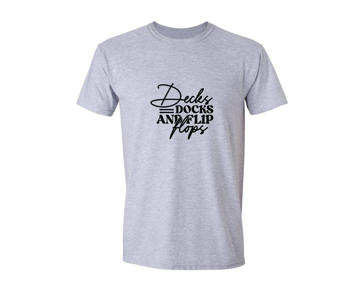 brand:Generic|color:Sports Grey / Athletic Heather|Decks Docks And Flip Flops 8 Graphic T-Shirt