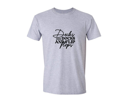 brand:Generic|color:Sports Grey / Athletic Heather|Decks Docks And Flip Flops 8 Graphic T-Shirt