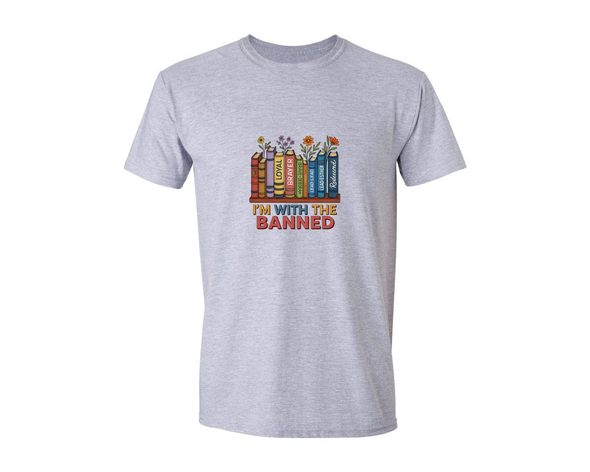 brand:Generic|color:Sports Grey / Athletic Heather|Floral Book Design Graphic T-Shirt