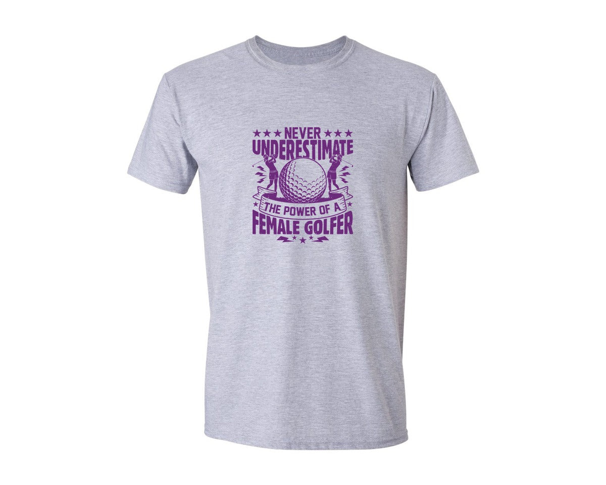 brand:Generic|color:Sports Grey / Athletic Heather|Female Golfer Golf Club T Shirt Design Graphic T-Shirt