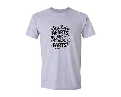 brand:Generic|color:Sports Grey / Athletic Heather|Stealing Hearts And Making Farts Graphic T-Shirt