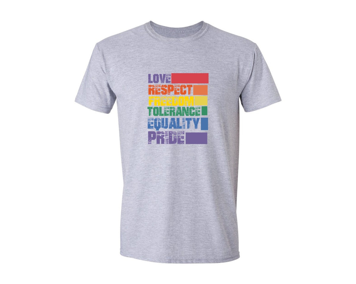 brand:Generic|color:Sports Grey / Athletic Heather|Love Respect Freedom Tolerance Equality 10 Graphic T-Shirt