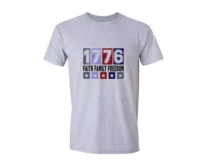brand:Generic|color:Sports Grey / Athletic Heather|Faith Family Freedom 1776 4Th O Graphic T-Shirt