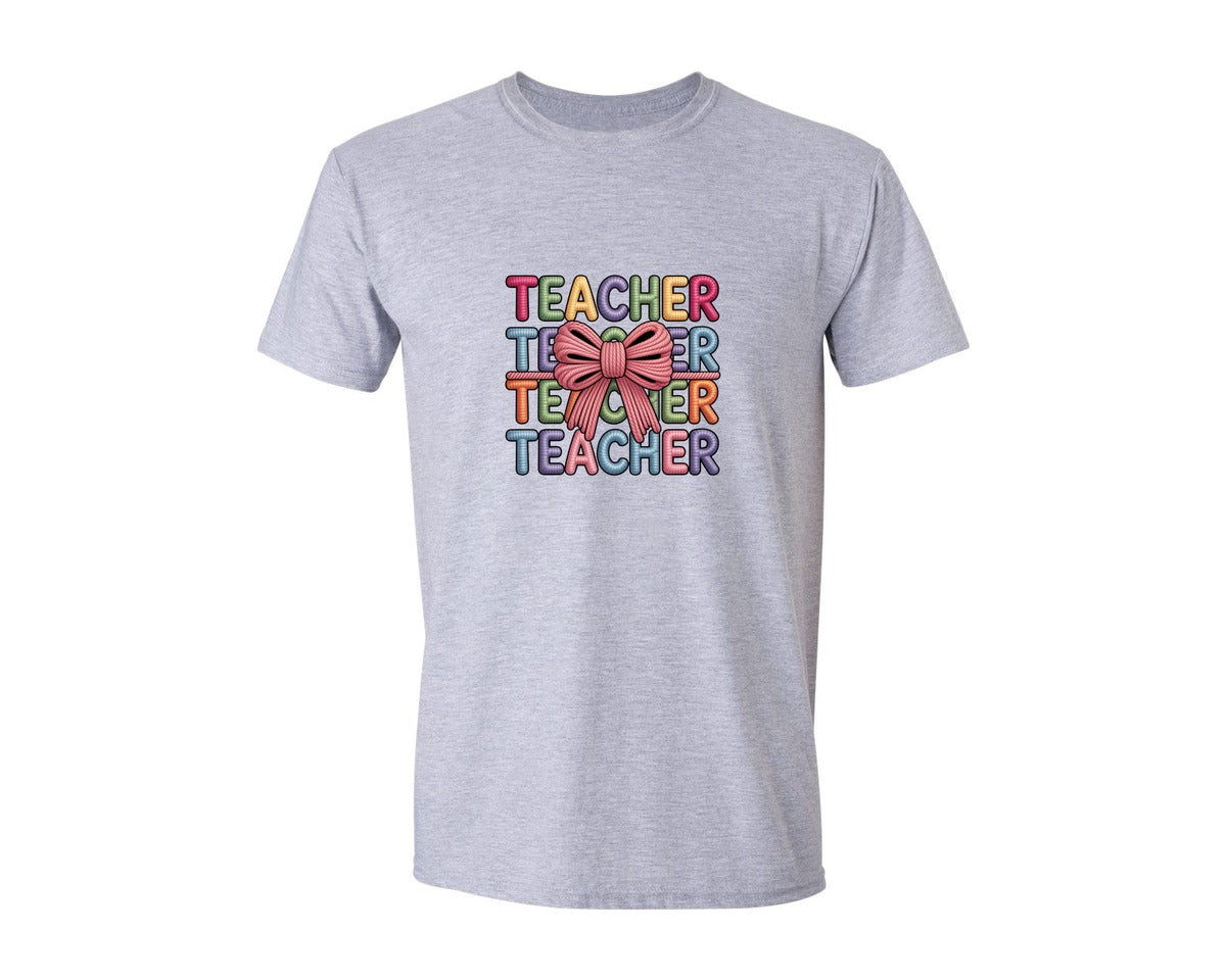 brand:Generic|color:Sports Grey / Athletic Heather|Faux Yarn Teacher Teacher Graphic T-Shirt