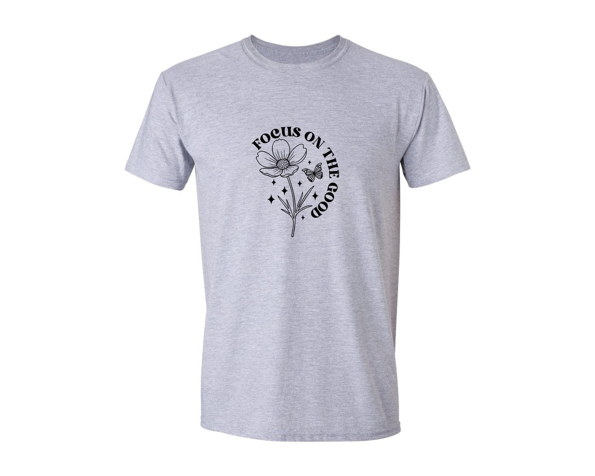 brand:Generic|color:Sports Grey / Athletic Heather|Focus On The Good Motivational Graphic T-Shirt