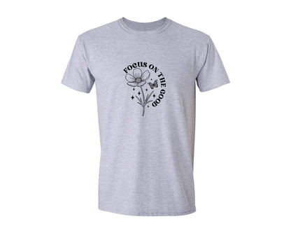brand:Generic|color:Sports Grey / Athletic Heather|Focus On The Good Motivational Graphic T-Shirt